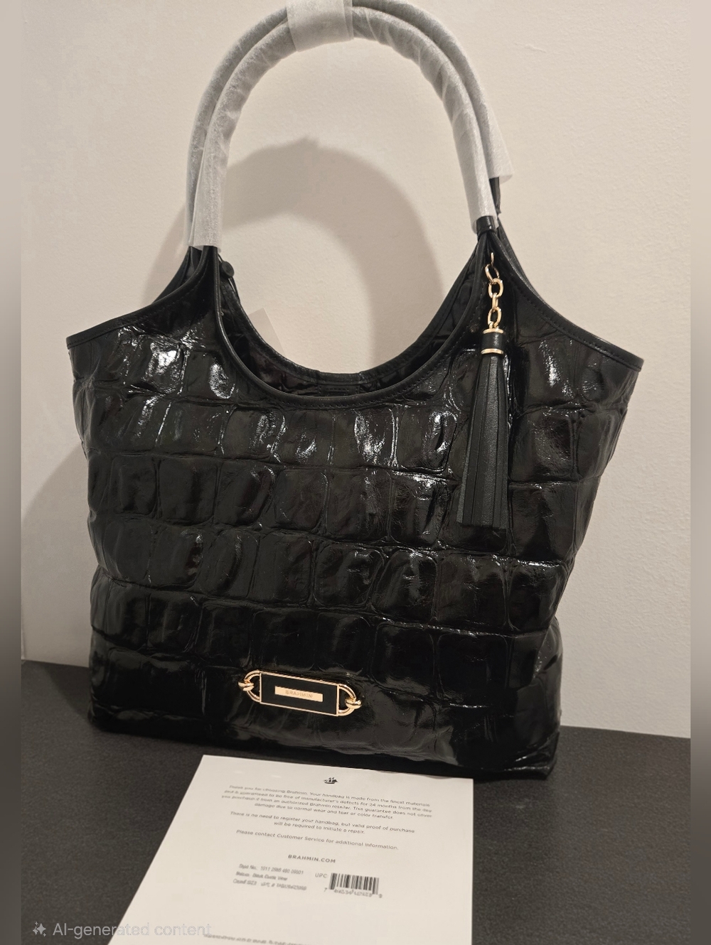 Brahmin Melora Tote In Black Castle View Leather